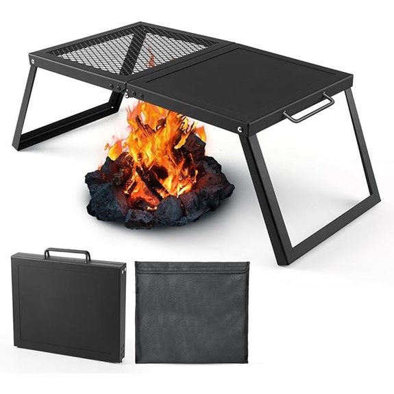 Odoland Foldable Steel Campfire Grill with Legs