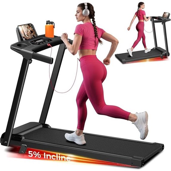 Portable Electric Treadmill with Handles and Incline