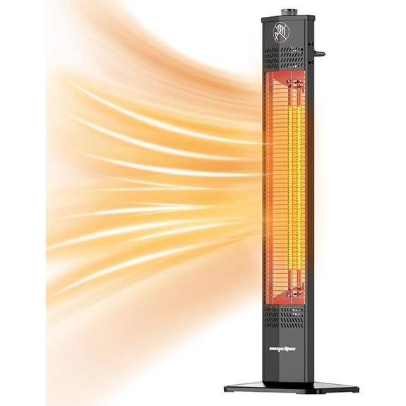 Infrared Patio Heater 1500W Waterproof Portable 3 Settings