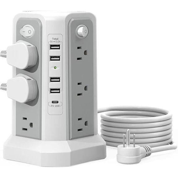 PASSUS Power Tower Surge Protector with USB-C and Outlets