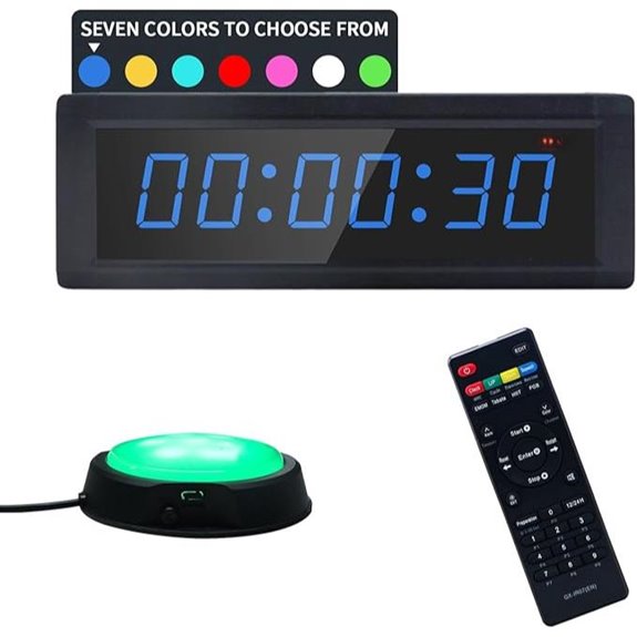 Gym Timer Clock with Remote RGB Colors Programmable
