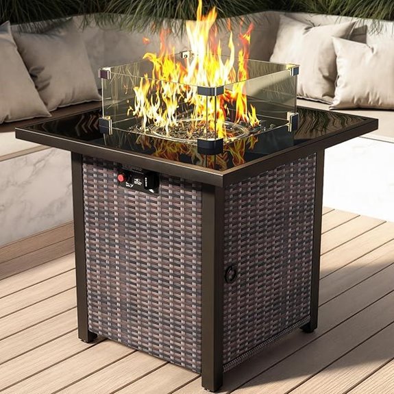 Propane Outdoor Fire Pit Table with Wind Guard