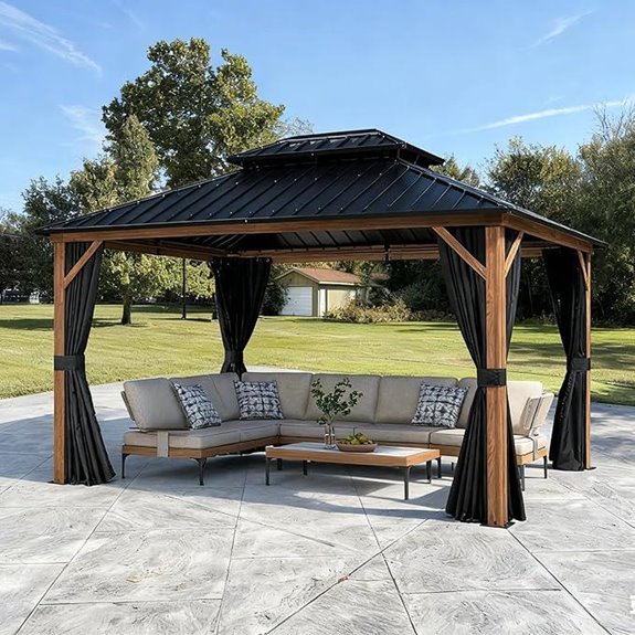 PURPLE LEAF 10x12 Hardtop Aluminum Gazebo with Netting