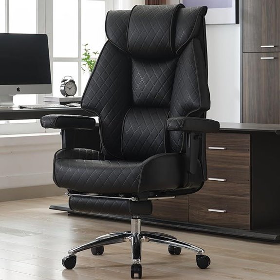 Heavy-Duty Black Office Chair with Footrest