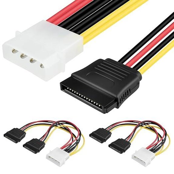 SDTC 4 Pin Male to 15 Pin SATA Power Splitter 2-Pack