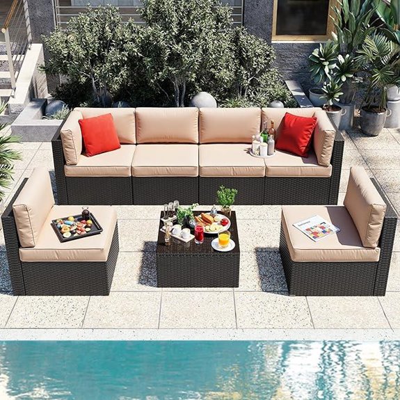 Vongrasig 7-Piece Patio Furniture Set with Glass Table