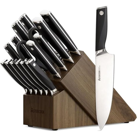 Astercook 17-Piece Kitchen Knife Set with Block