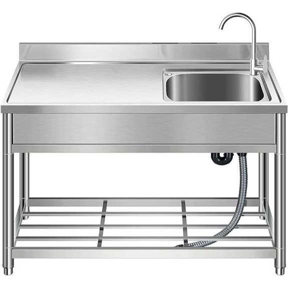 Stainless Steel Single Bowl Restaurant Kitchen Sink Set
