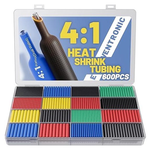 600 Pcs Heat Shrink Tubing Kit (4:1 Ratio)
