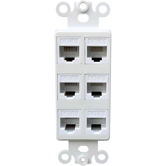 6-Port CAT6 Ethernet Wall Plate Insert