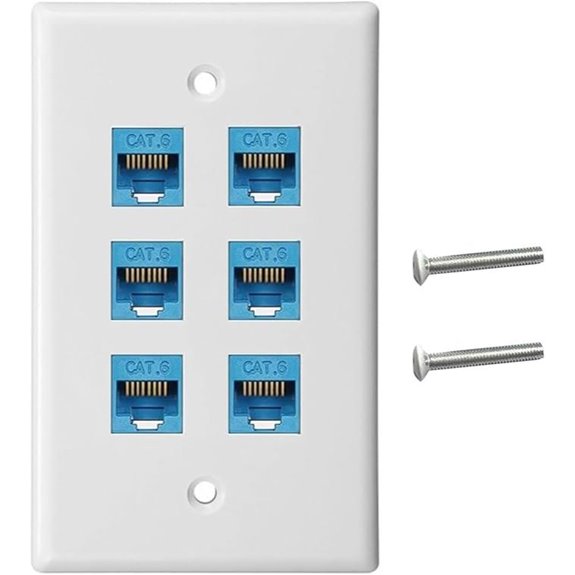 6-Port Cat6 Keystone Jack Wall Plate
