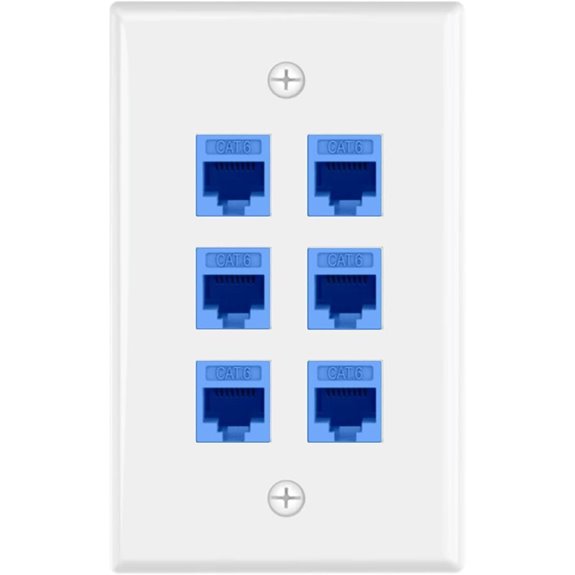 VCE UL-Listed 6-Port CAT6 Ethernet Wall Plate