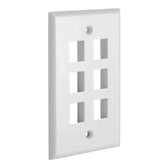 Cmple 6-Port Keystone Wall Plate White