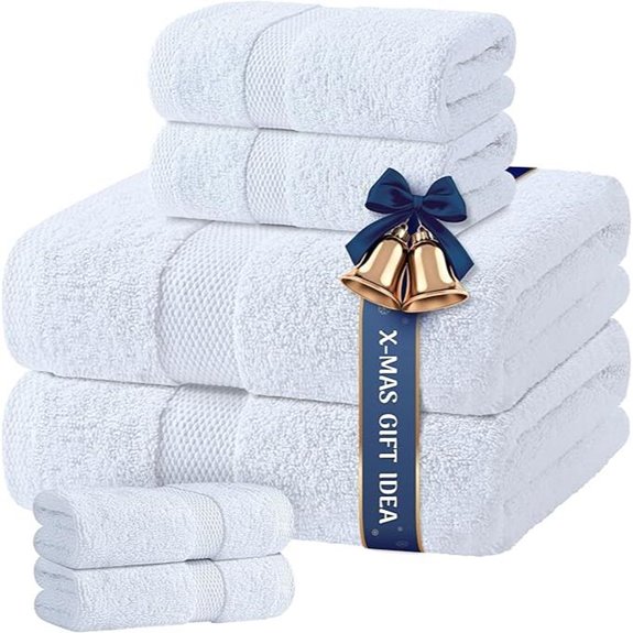 White Cotton Bath Towel Set of 6