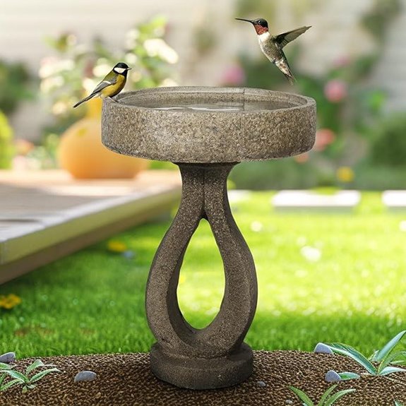 Skyfire 21.8” Concrete Garden Birdbath with Pedestal