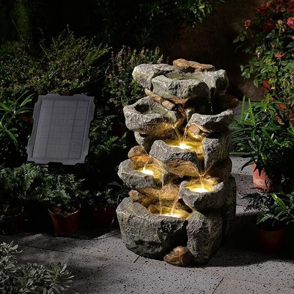 Solar Water Fountain with Lights and Solar Pump