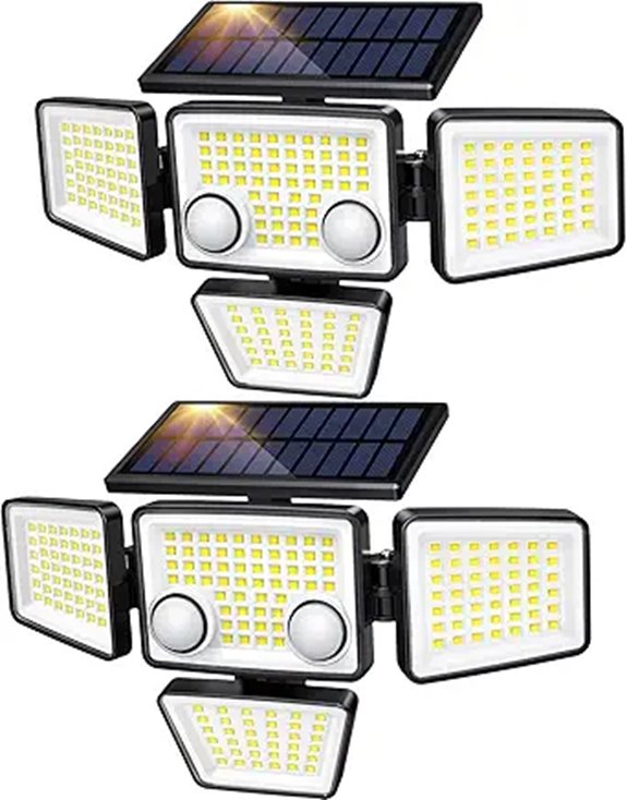 Solar Outdoor Lights 3000LM 4-Head Motion Sensor (2 Pack)