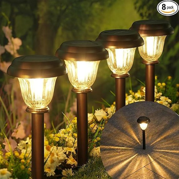 DERAYSION 8 Pack Solar Pathway Lights Waterproof Garden Lighting