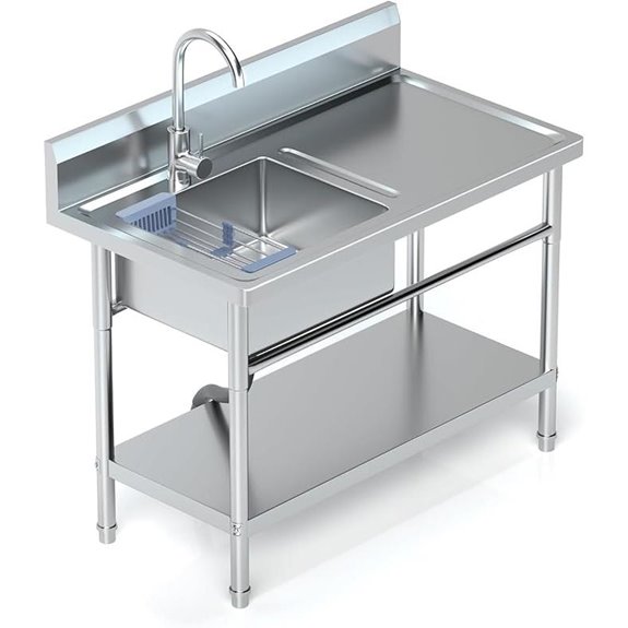 Utility Sink with Hot/Cold Water 39-Inch Stainless Steel