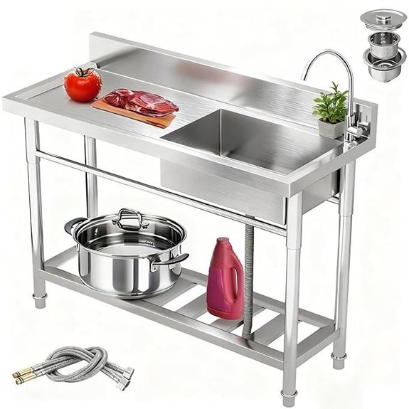 47.3 Stainless Steel Utility Sink with Workbench