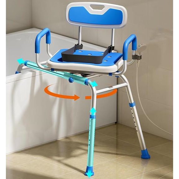 Sliding Shower Chair with Swivel Seat and Safety Features