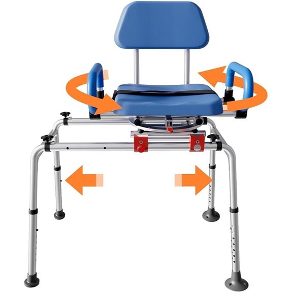 VOCIC Swivel Shower Chair with Armrests and Safety Belt