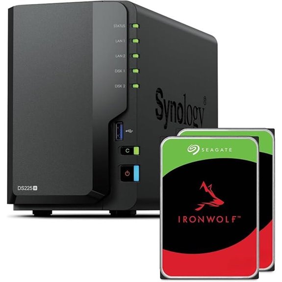 Synology DS225+ 16TB NAS Bundle with 2 Drives