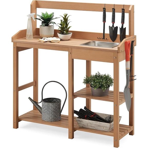 Psilvam Outdoor Potting Bench with Sink (Teak)