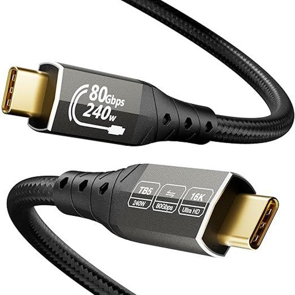 ZIKNYDO Thunderbolt 5 Cable 6.6FT 80Gbps Data Transfer