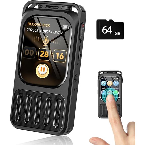 Digital Voice Recorder with Touchscreen & Bluetooth