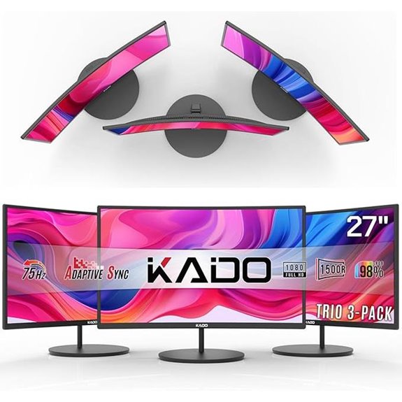 Kado Triple 27 Curved Monitors with HDMI & Speakers