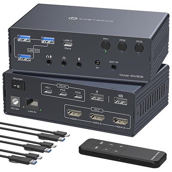 Thunderbolt 4 KVM Dock for 3 Monitors and Laptops