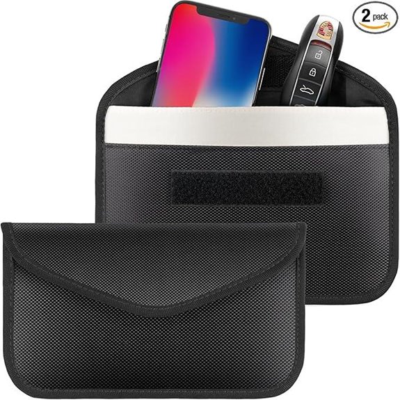 2 Pack Signal Blocking Faraday Bags for Phones and Keys