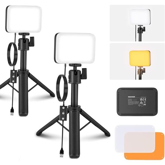 NEEWER 2 Pack LED Video Panel Lights with Tripods