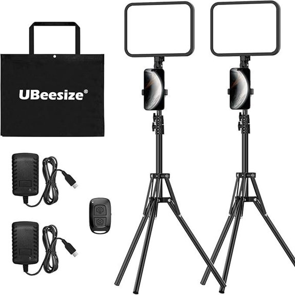 UBeesize 2-Pack Dimmable Video Lights with Tripods