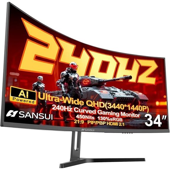 SANSUI 34 Ultrawide 240Hz Curved Gaming Monitor