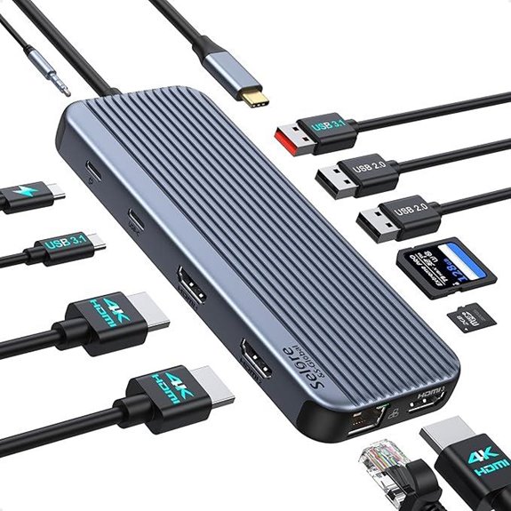 USB C Docking Station with 3 HDMI Ethernet and Power