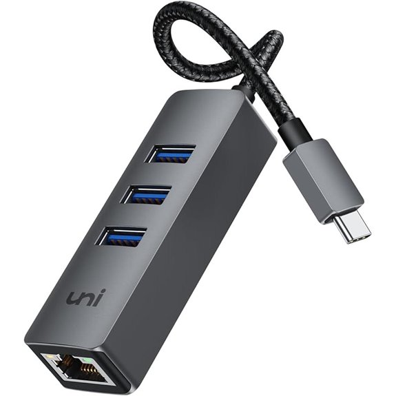 USB-C Ethernet Adapter with USB 3.0 for Laptops