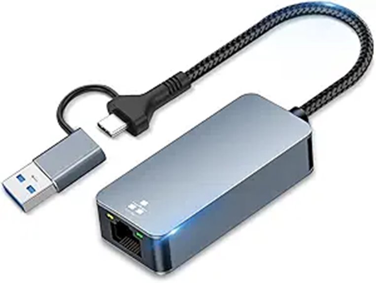 USB-C Ethernet Adapter with USB-A Port