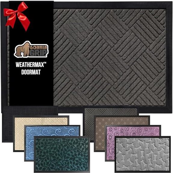 GORILLA GRIP Waterproof Doormat 17x29 Gray