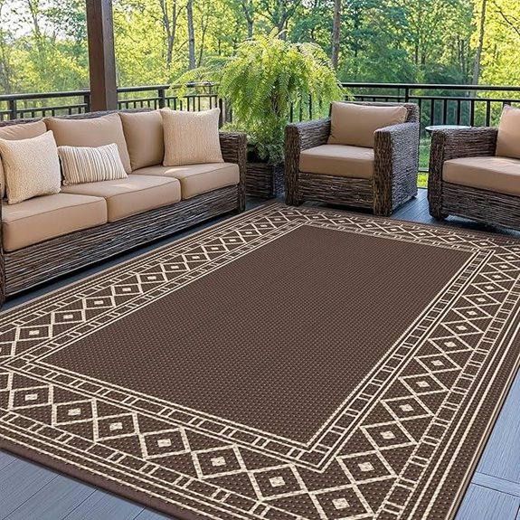 GENIMO Waterproof Outdoor Rug 5'x8' Reversible Patio Decor