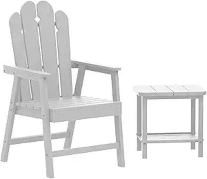 Outdoor Dining Chair & Side Table Set Weather-Resistant White