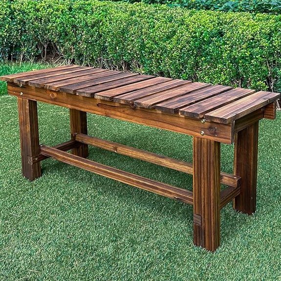 Outdoor Garden Bench 2-Person Weatherproof Wood Seat