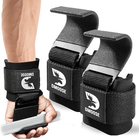 DMoose Weight Lifting Hooks with Wrist Padding Pair