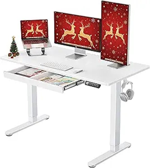 ErGear Electric Standing Desk with Drawers 48 White
