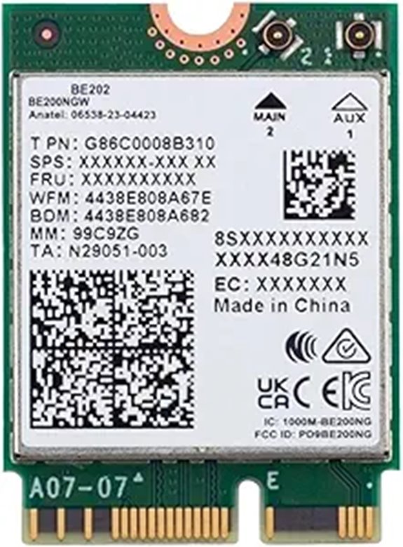 BE202 WiFi 7 M.2 PCIe Card with Bluetooth 5.4