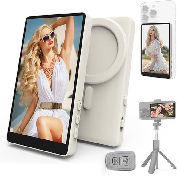 Vamvo Wireless Selfie Monitor with Remote 1080P White