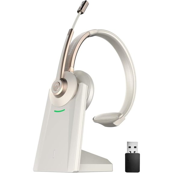 Wireless Bluetooth Headset with Microphone and Dock