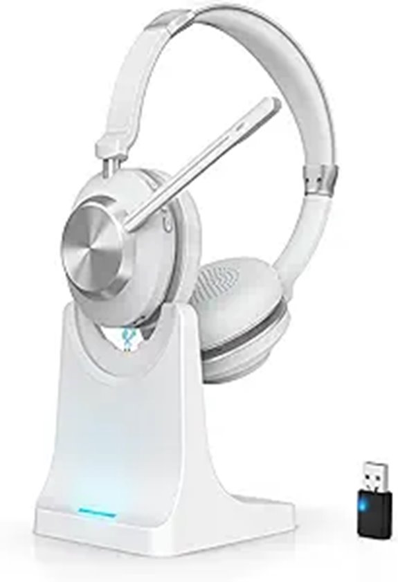Wireless Bluetooth Headset with Microphone and Charging Dock
