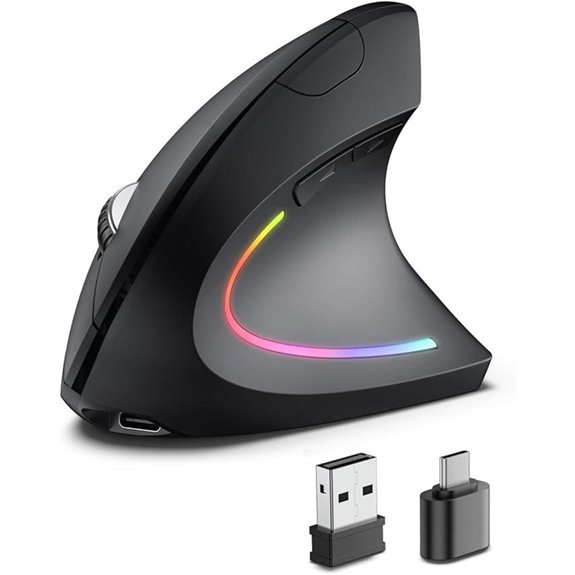 Wireless Ergonomic Mouse with Bluetooth USB Type C